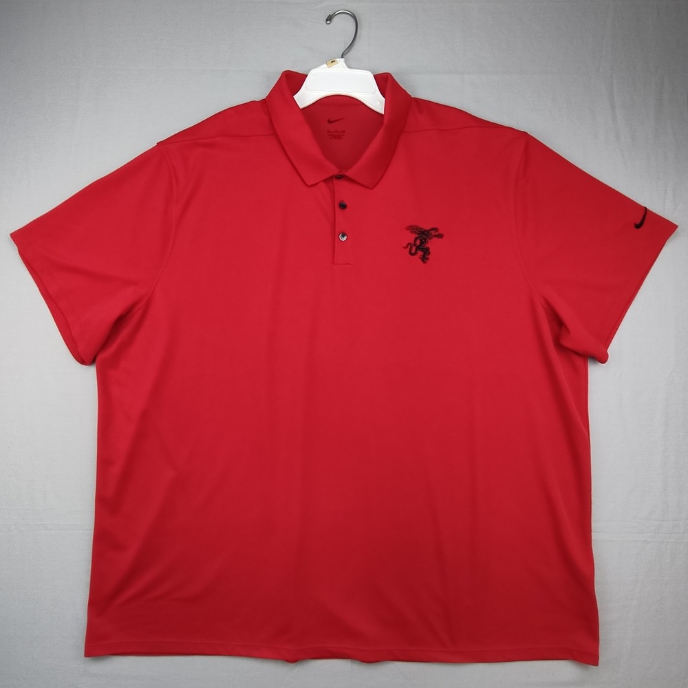 Nike Polo Shirt Mens 4XL Red LeBron James Lion Dragon Logo Short Sleeve Golf